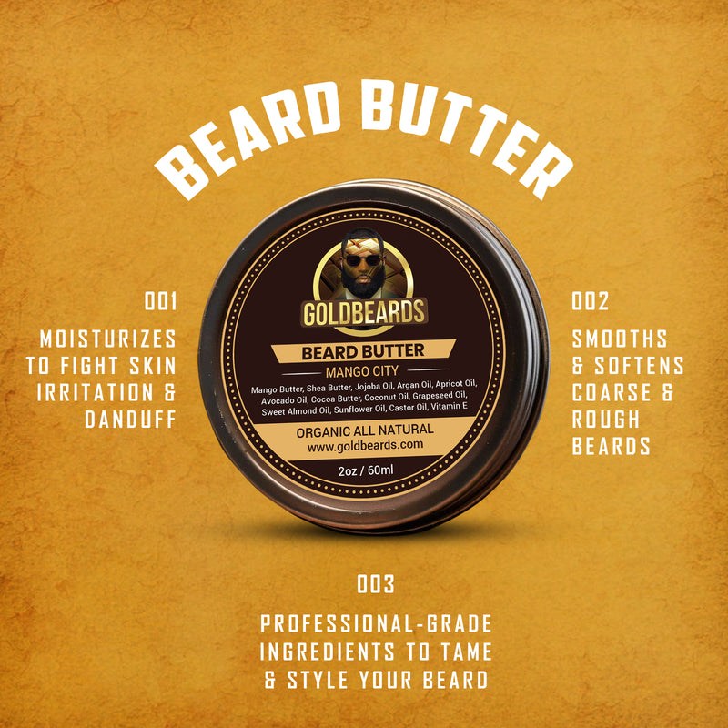 Beard Growth Kit for Men - Beard Butter + Beard Growth oil. - GOLD BEARDS